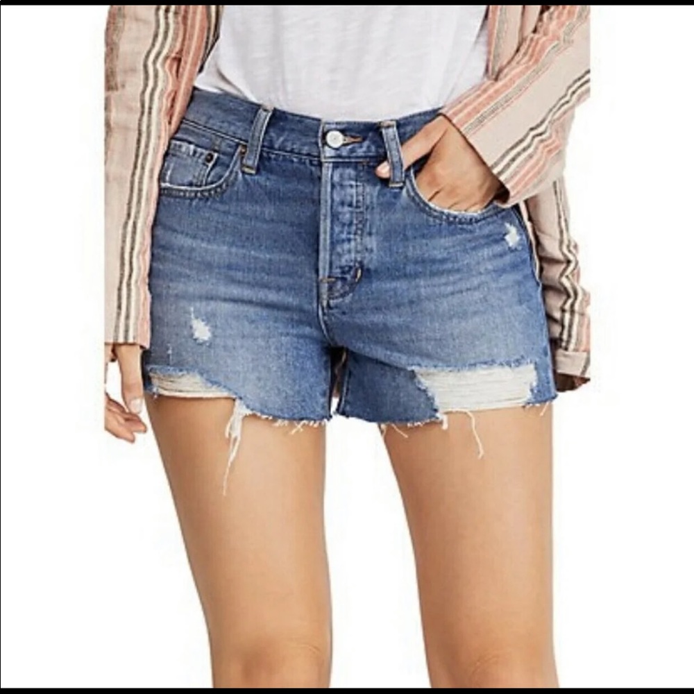 Free People Byron Bay distressed jean shorts